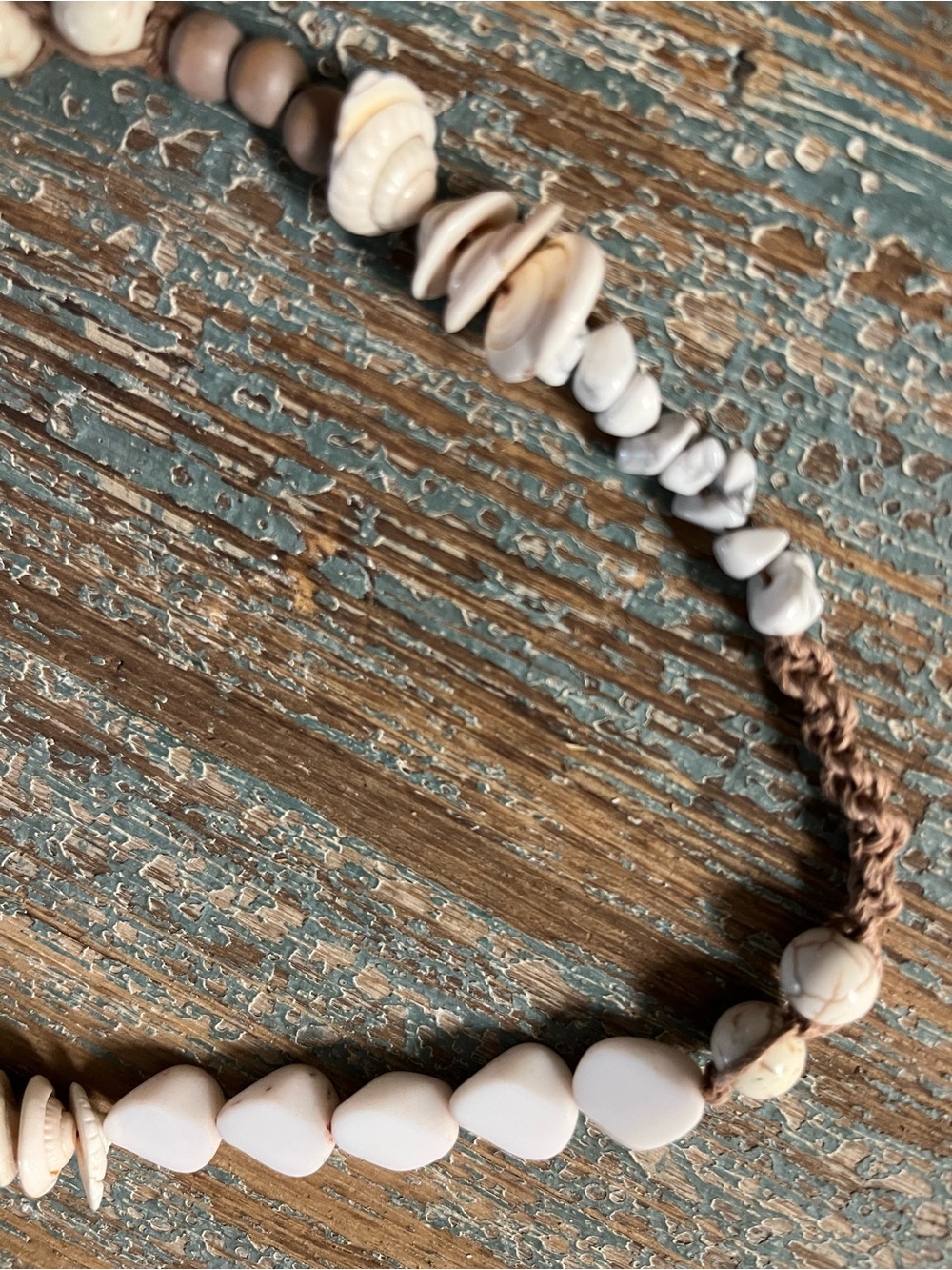 Handcrafted Neutral Multi-Strand Beaded Beach Necklace - White/Cream - Picture 5 of 7